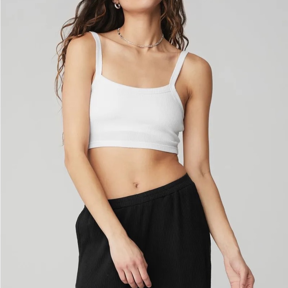 ALO YOGA cropped whisper tank in white